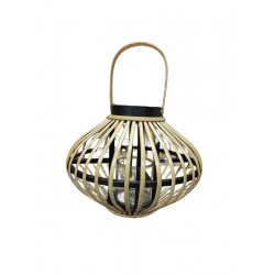 JK Home Décor - Φανάρι Ψάθινο με Κηροπήγιο 32x27cm 57630